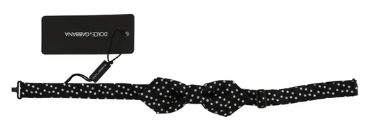  - Elegant Black Polka Dot Silk Bow Tie