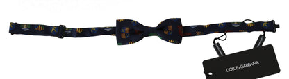  - Exquisite Silk Bow Tie in Blue Flags Print