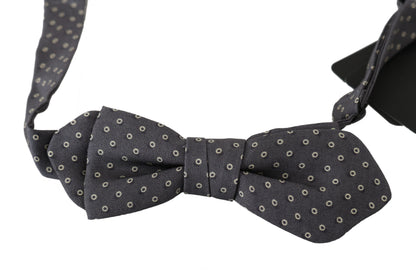  - Elegant Silk Gray Circle Pattern Bow Tie