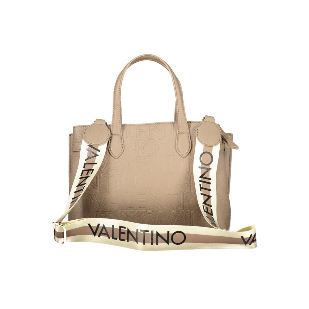 Mario Valentino Marrone Leather-Finish Handbag with Dual Straps