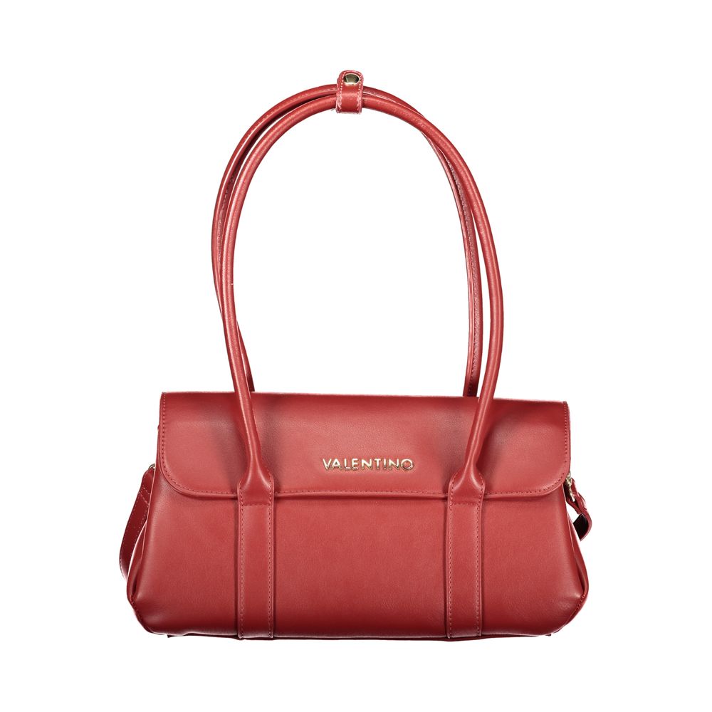 Mario Valentino Rosso Leather-Finish Shoulder Bag with Iconic Logo
