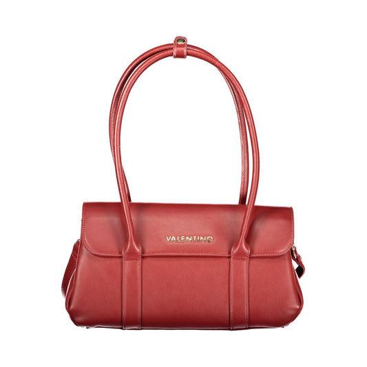 Mario Valentino Rosso Leather-Finish Shoulder Bag with Iconic Logo