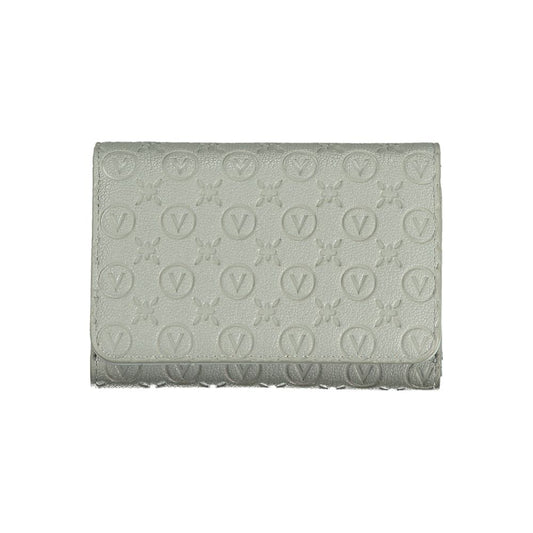 Mario Valentino Grey Leather-Finish Woman Wallet with Dual Compartments