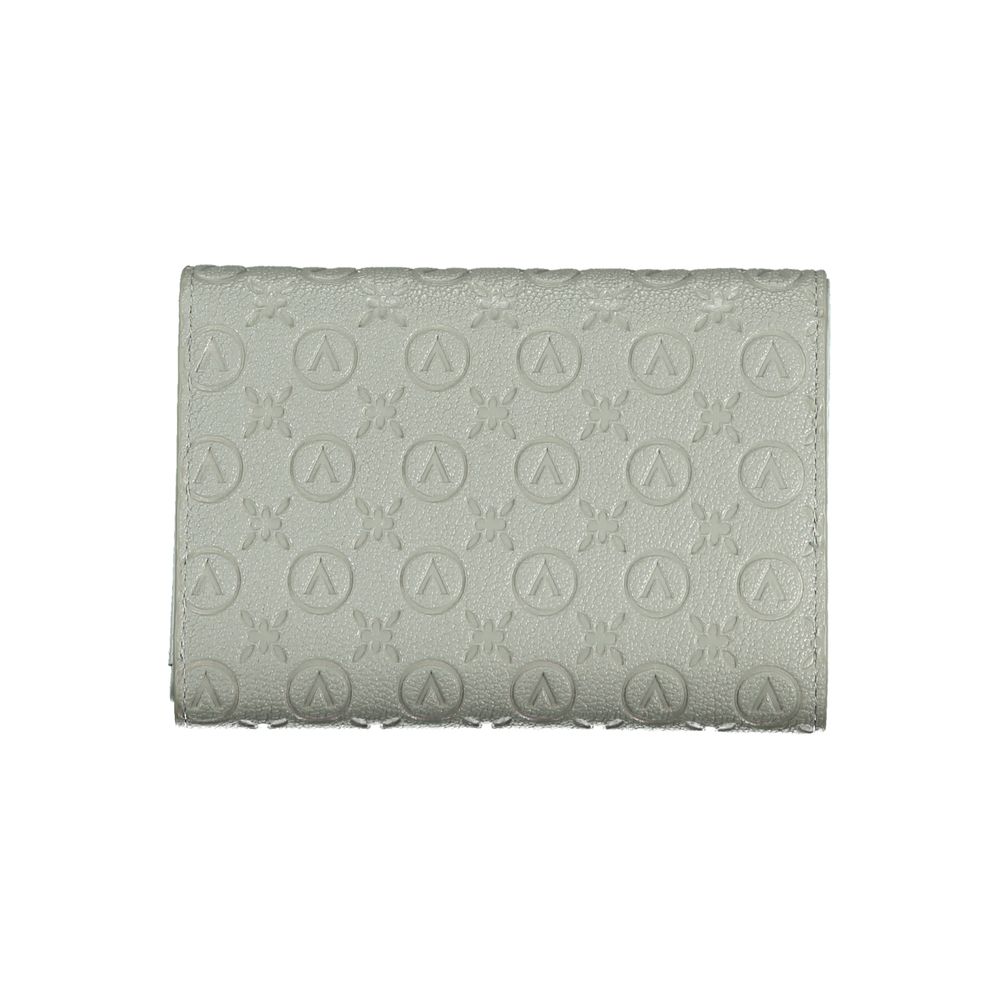 Mario Valentino Grey Leather-Finish Woman Wallet with Dual Compartments
