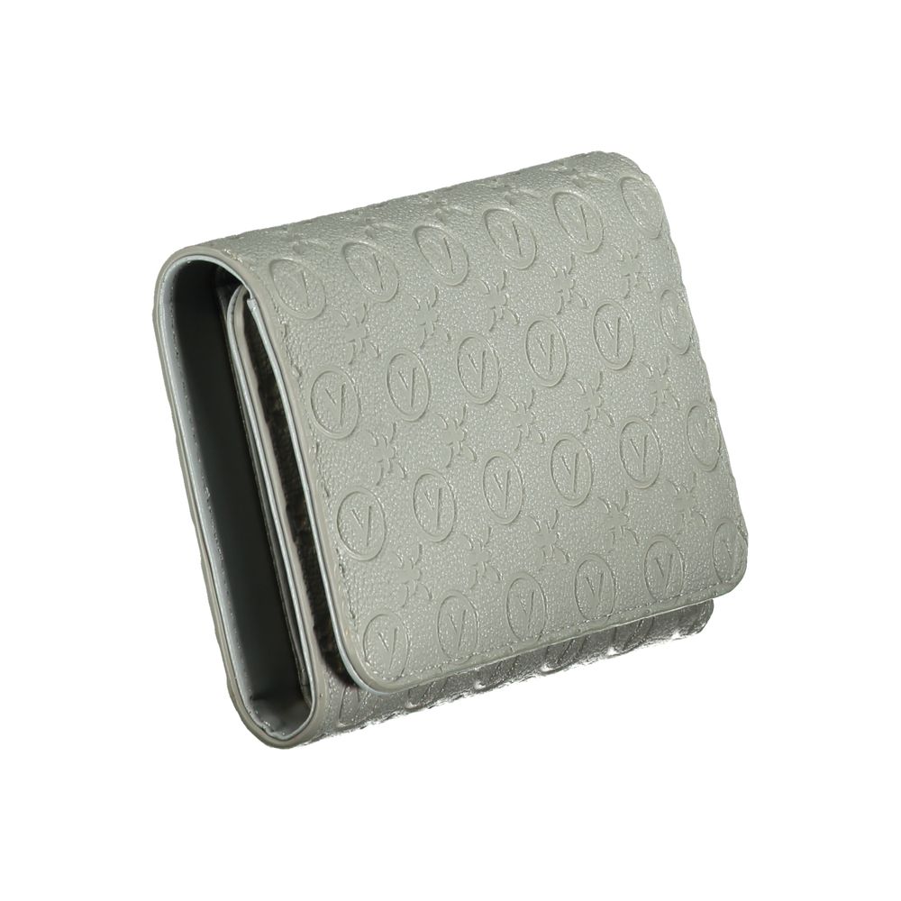 Mario Valentino Grey Leather-Finish Woman Wallet with Dual Compartments