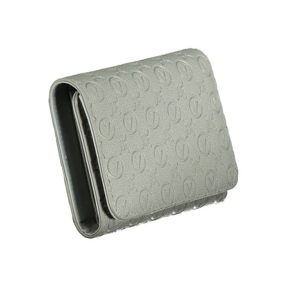 Mario Valentino Grey Leather-Finish Woman Wallet with Dual Compartments