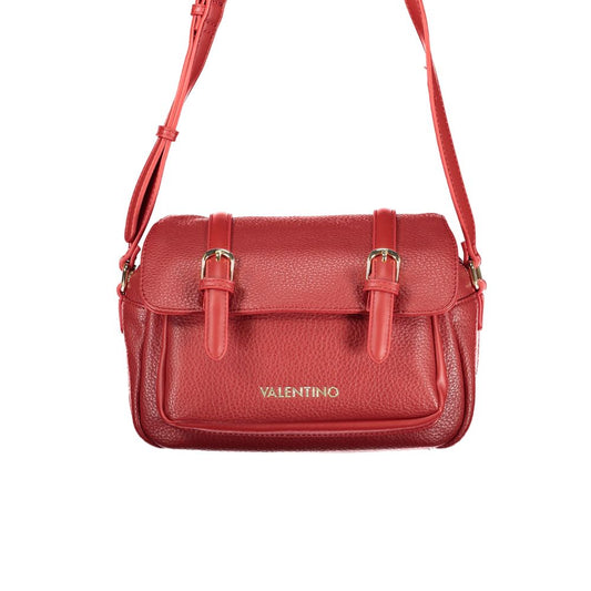 Mario Valentino Rosso Leather-Finish Shoulder Bag with Contrasting Details