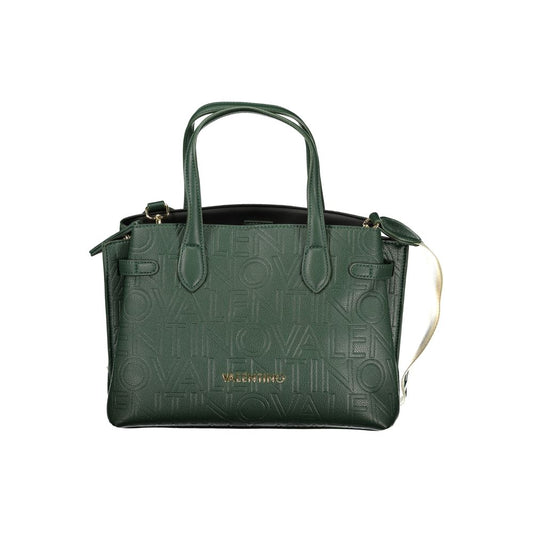 Mario Valentino Verde Leather-Finish Handbag with Dual Straps