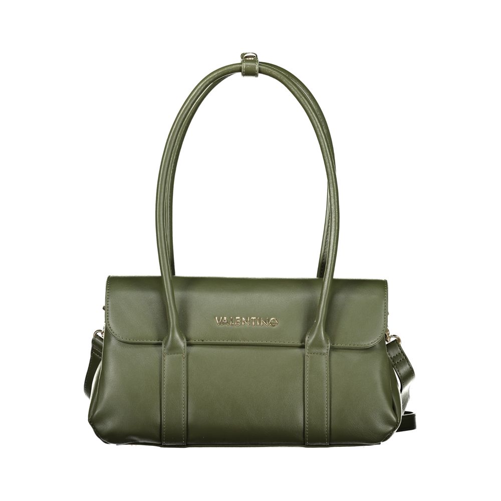 Mario Valentino Verde Leather-Finish Handbag with Gold Accents