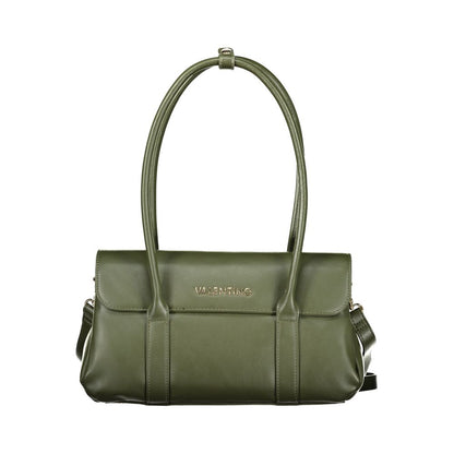 Mario Valentino Verde Leather-Finish Handbag with Gold Accents
