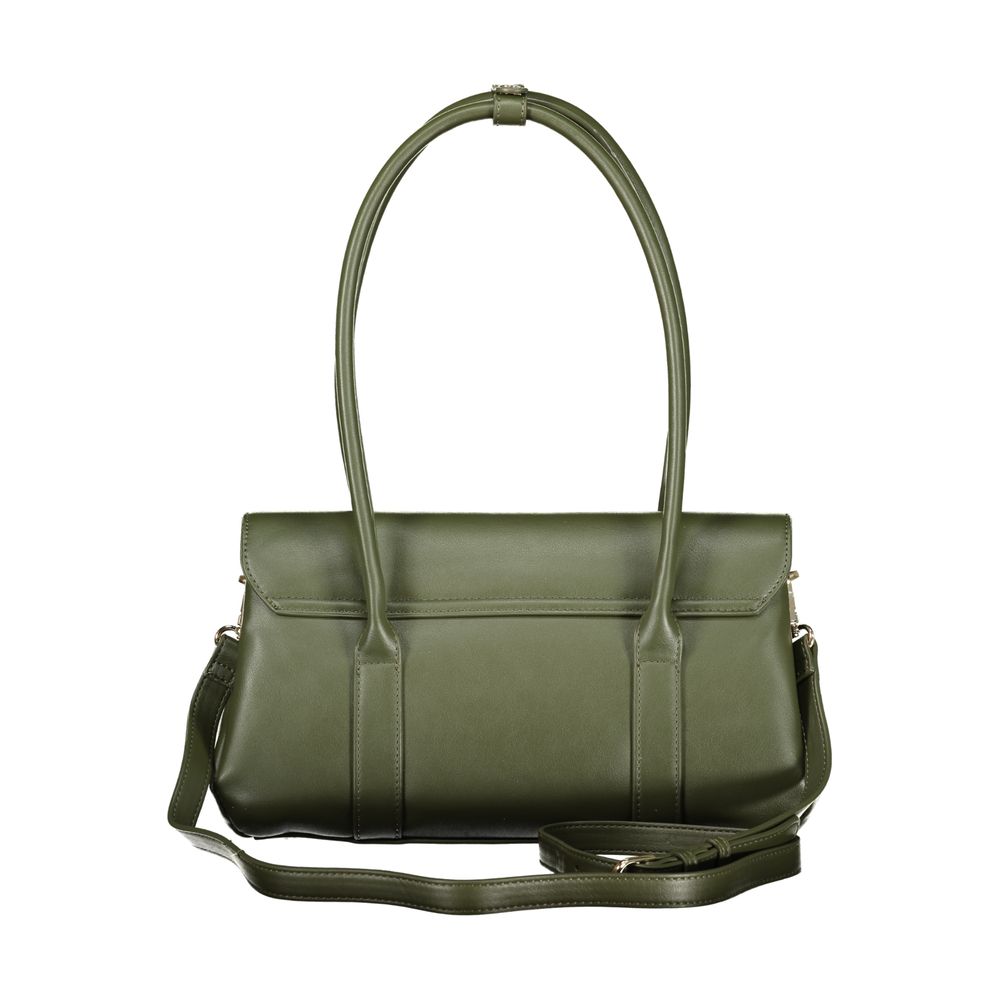 Mario Valentino Verde Leather-Finish Handbag with Gold Accents
