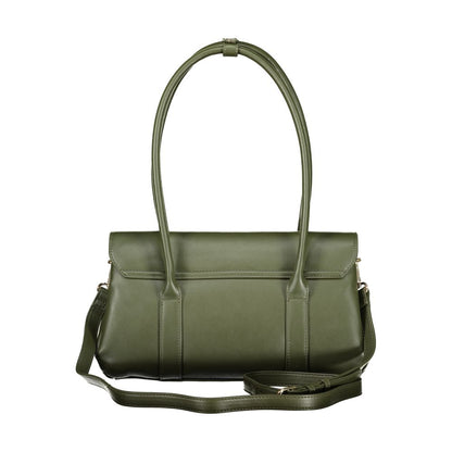 Mario Valentino Verde Leather-Finish Handbag with Gold Accents