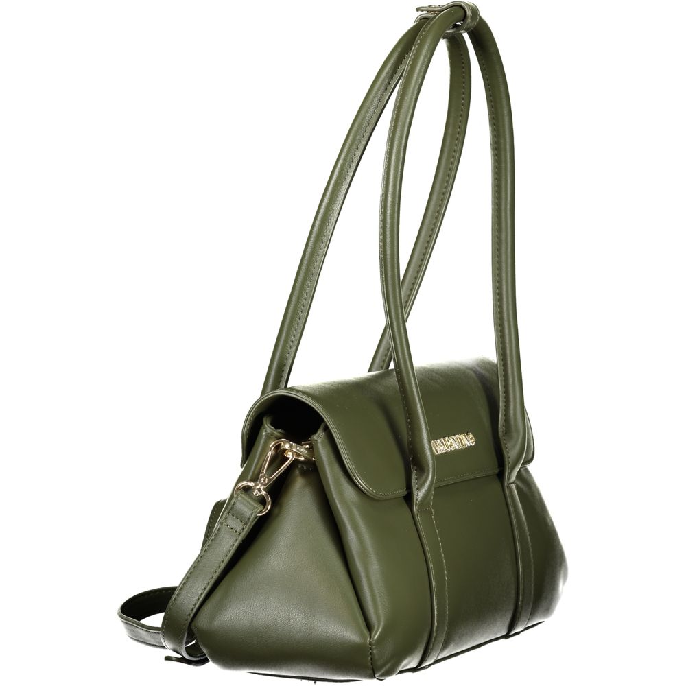 Mario Valentino Verde Leather-Finish Handbag with Gold Accents