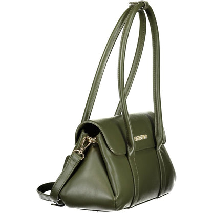 Mario Valentino Verde Leather-Finish Handbag with Gold Accents