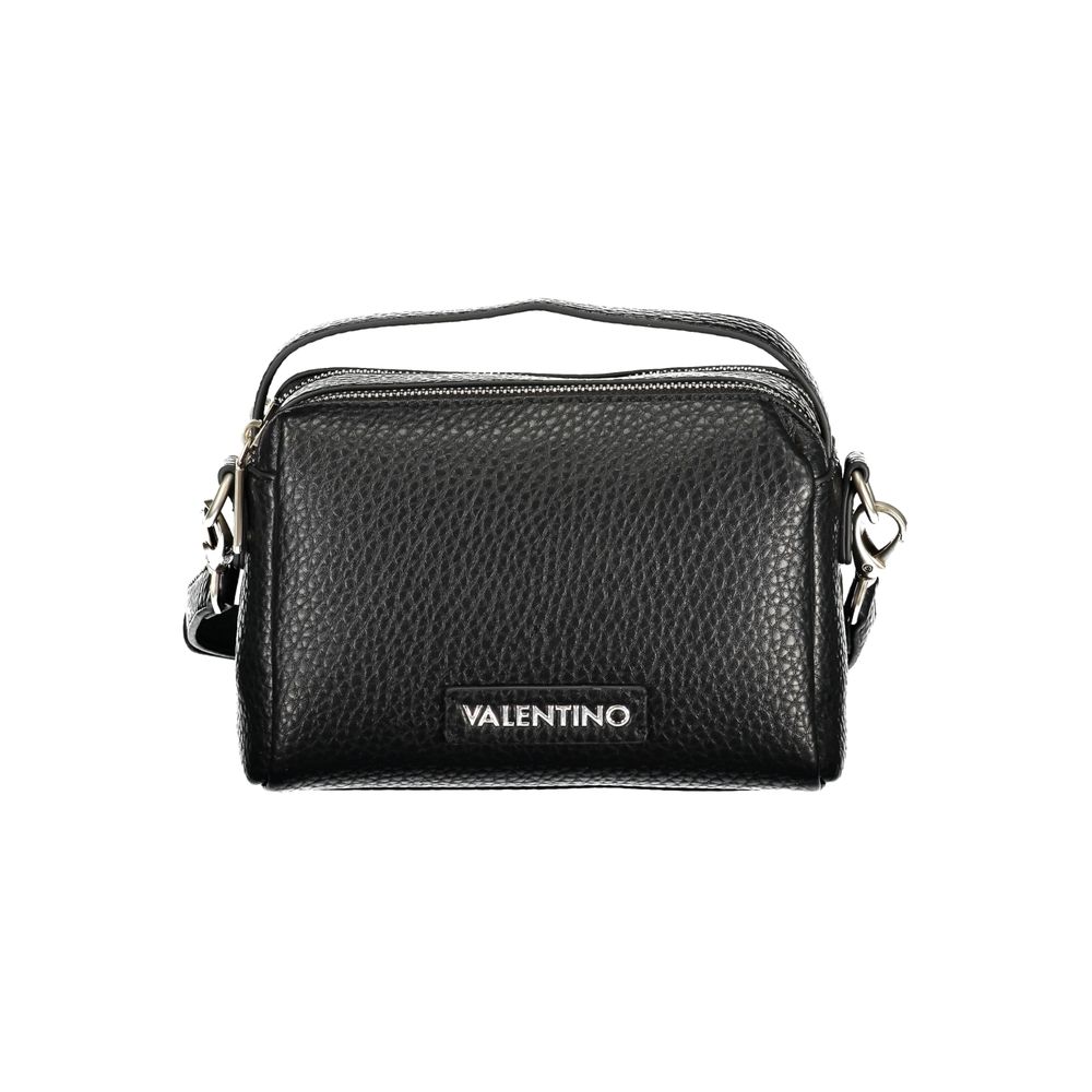 Mario Valentino Nero Smooth Leather Handbag with Iconic Logo
