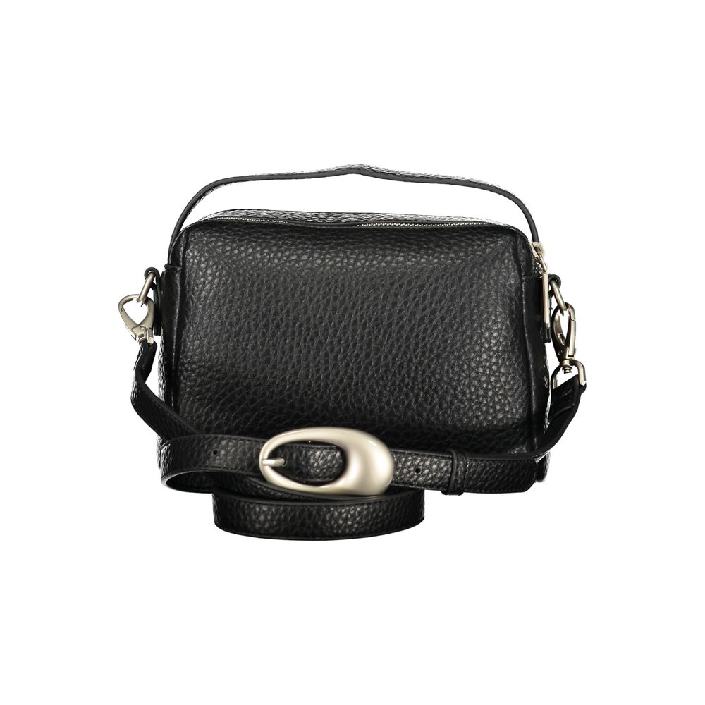 Mario Valentino Nero Smooth Leather Handbag with Iconic Logo