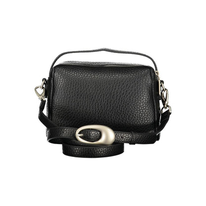 Mario Valentino Nero Smooth Leather Handbag with Iconic Logo