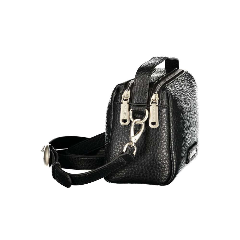 Mario Valentino Nero Smooth Leather Handbag with Iconic Logo