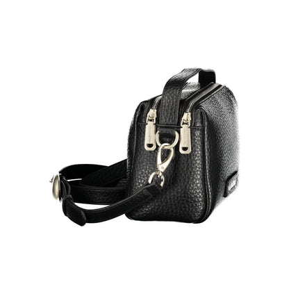 Mario Valentino Nero Smooth Leather Handbag with Iconic Logo