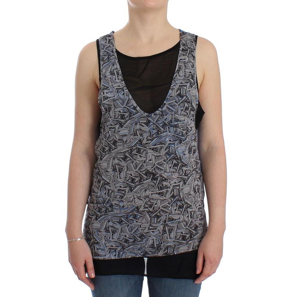 Costume National Black Silk Top - Elegant Sleeveless Design