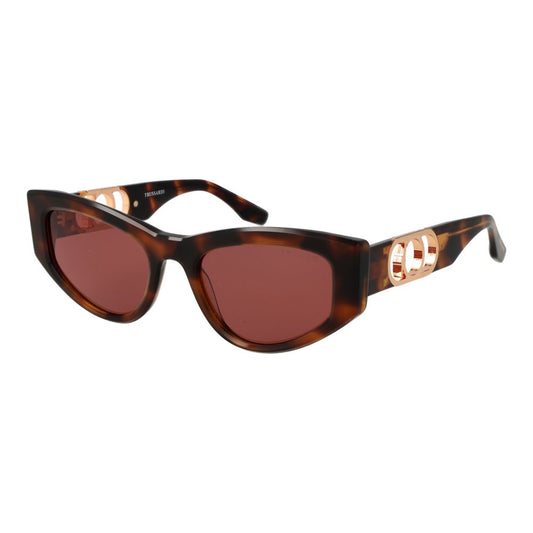 Trussardi Women’s Sunglasses – Brown Oval Frame, Red Lenses