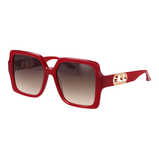 Trussardi Women’s Sunglasses – Red Square Frame, Brown Gradient Lenses