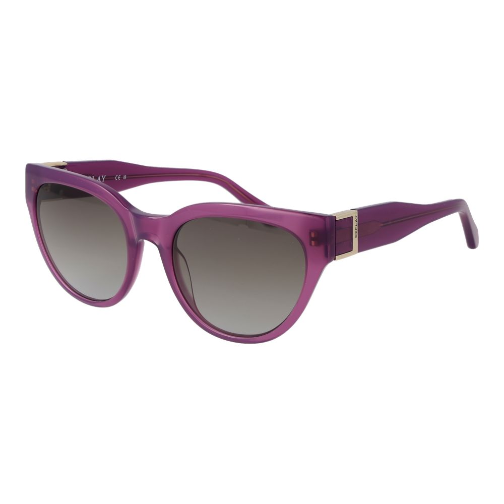 Replay Women’s Sunglasses – Rose Cat Eye Frame, Grey Gradient Lenses