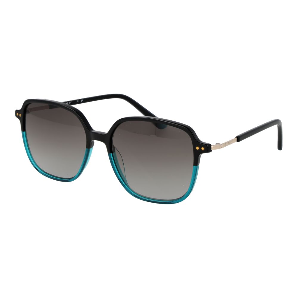 Replay Women’s Sunglasses – Black Square Frame, Grey Gradient Lenses