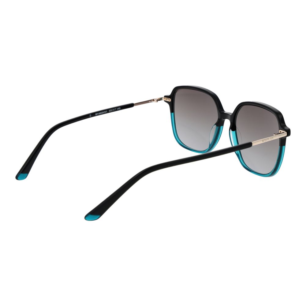 Replay Women’s Sunglasses – Black Square Frame, Grey Gradient Lenses