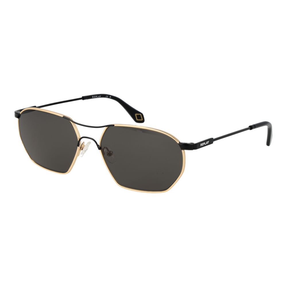 Replay Gold Metal Sunglasses – Aviator Style with Grey Lenses