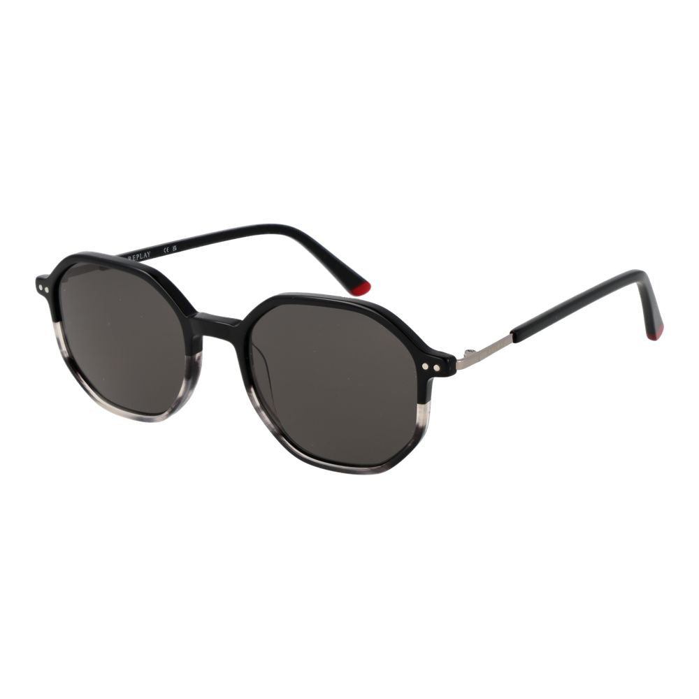 Replay Unisex Sunglasses – Black Full-Rim Frame, Grey Lenses