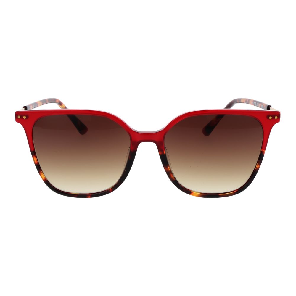 Replay Women’s Sunglasses – Red Cat Eye Frame, Brown Gradient Lenses