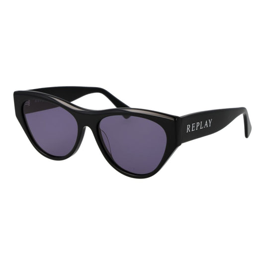 Replay Women’s Sunglasses – Black Cat Eye Frame, Purple Lenses