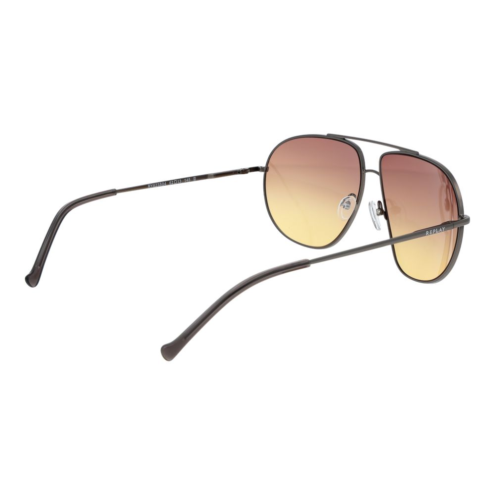 Replay Unisex Sunglasses – Gunmetal Aviator Frame, Brown Gradient Lenses