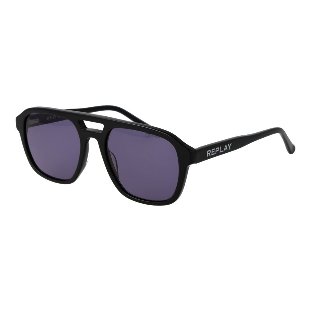 Replay Men’s Sunglasses – Black Aviator Frame, Grey Lenses