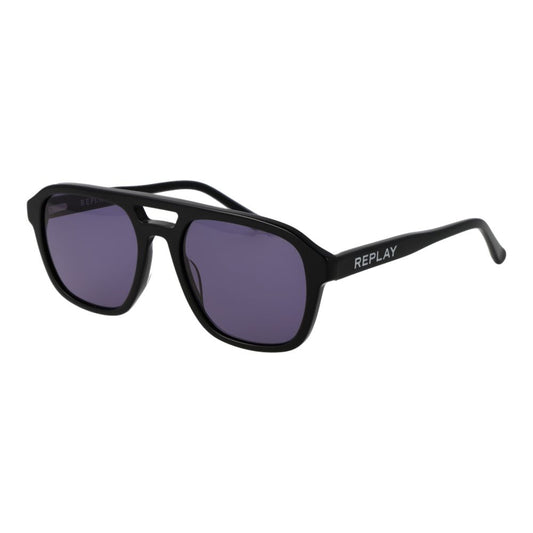 Replay Men’s Sunglasses – Black Aviator Frame, Grey Lenses