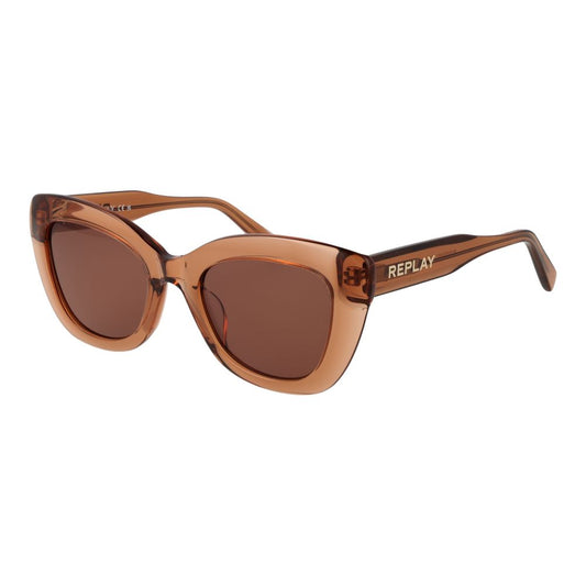 Replay Women’s Sunglasses – Beige Cat Eye Frame, Brown Lenses