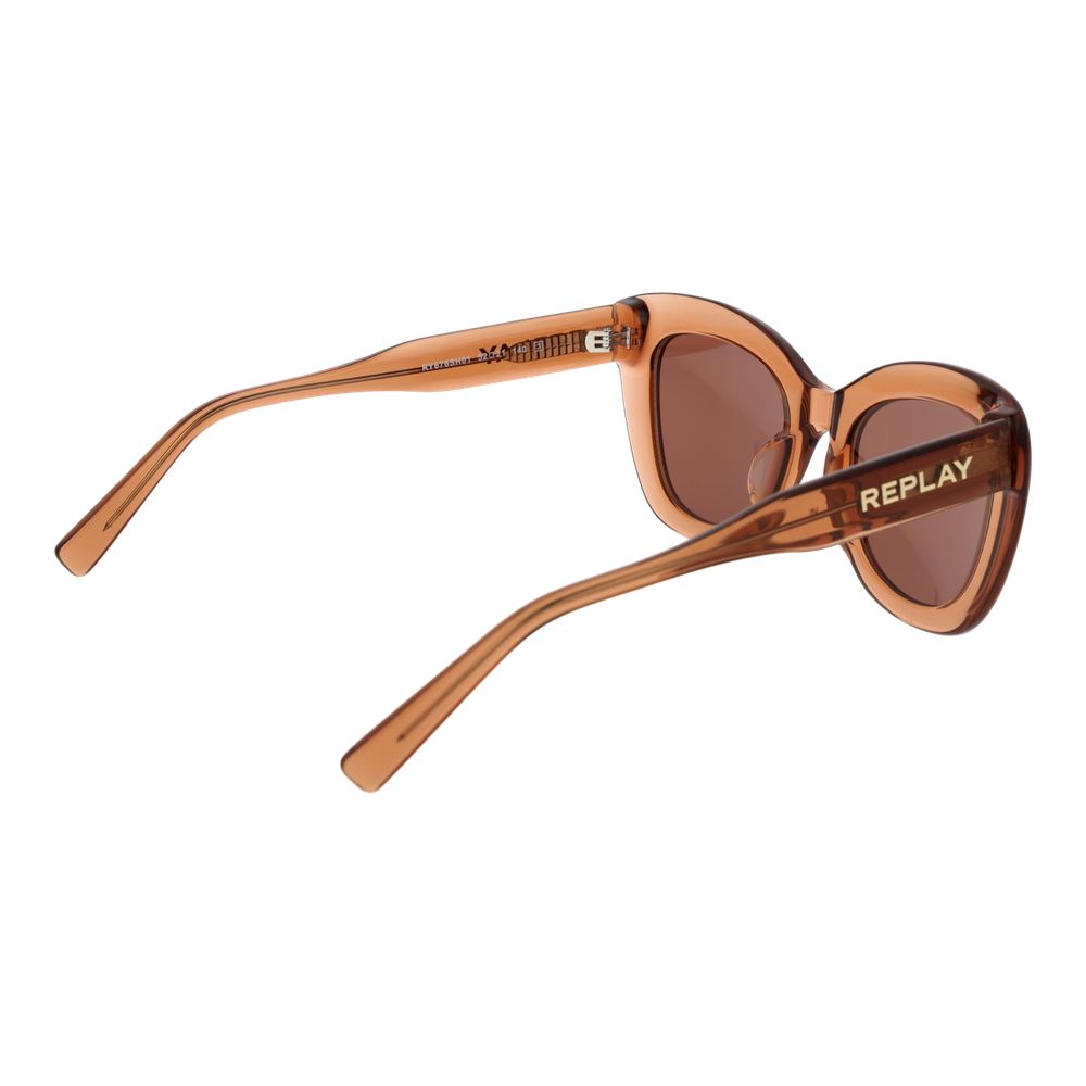 Replay Women’s Sunglasses – Beige Cat Eye Frame, Brown Lenses