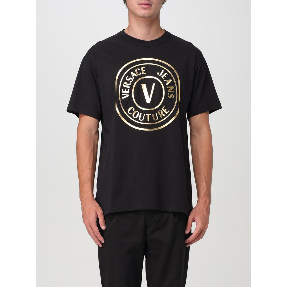 Versace Jeans Black Cotton T-Shirt - Bold Elegance