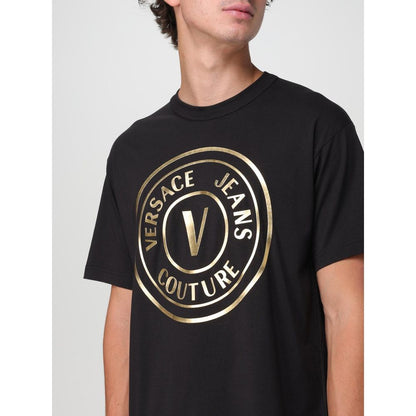 Versace Jeans Black Cotton T-Shirt - Bold Elegance
