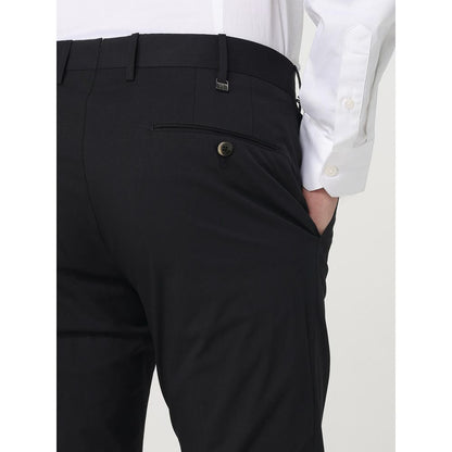 PT Torino Black Cotton Dress Pants - Modern Tailored Fit