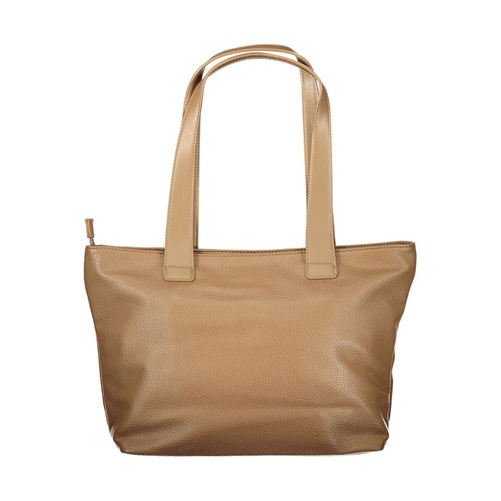 Mario Valentino Marrone Leather-Finish Shoulder Bag with Iconic Detailing