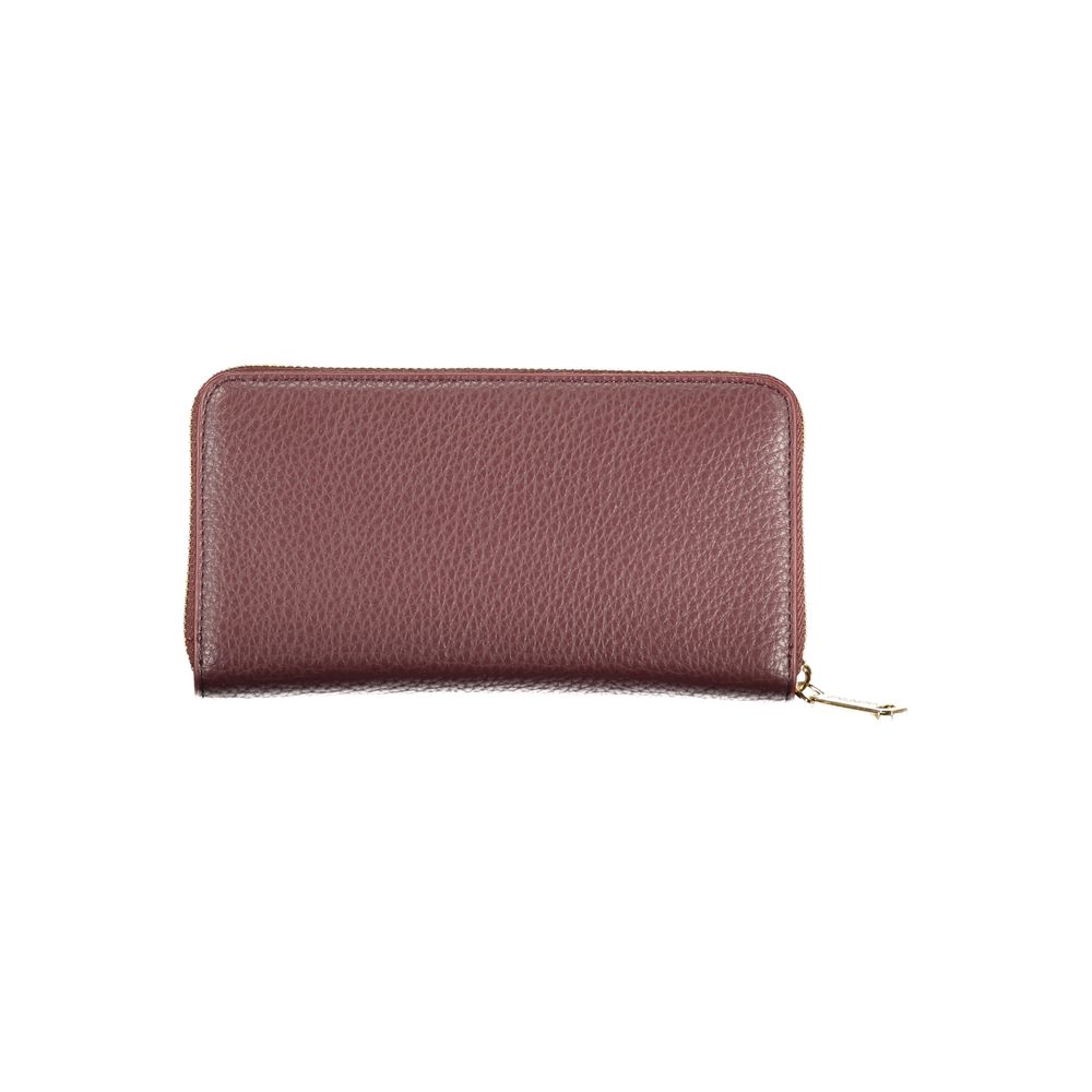 Mario Valentino Rosso Leather Wallet with Elegant Closure