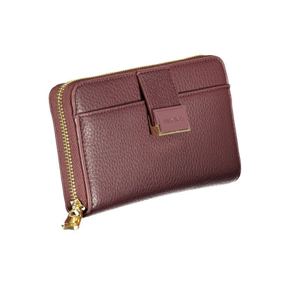 Mario Valentino Rosso Leather Wallet with Elegant Closure
