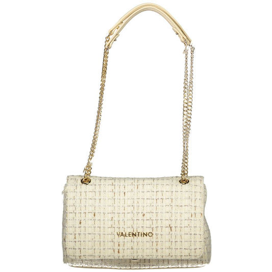 Mario Valentino Bianco Leather-finish Shoulder Bag with Chain Detail