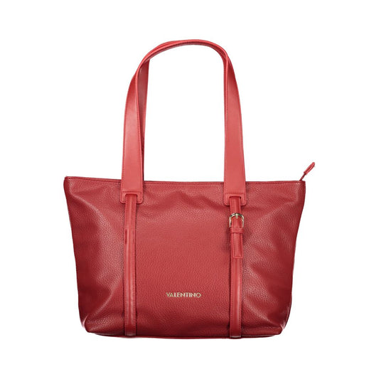 Mario Valentino Rosso Leather-Finish Shoulder Bag with Iconic Logo
