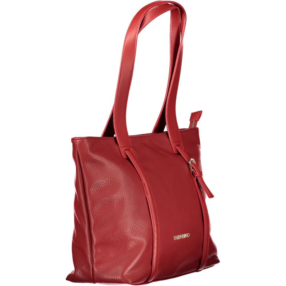 Mario Valentino Rosso Leather-Finish Shoulder Bag with Iconic Logo