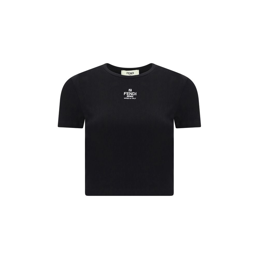 Fendi Black Cotton T-Shirt: Elevated Elegance