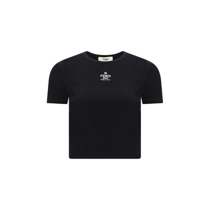 Fendi Black Cotton T-Shirt: Elevated Elegance