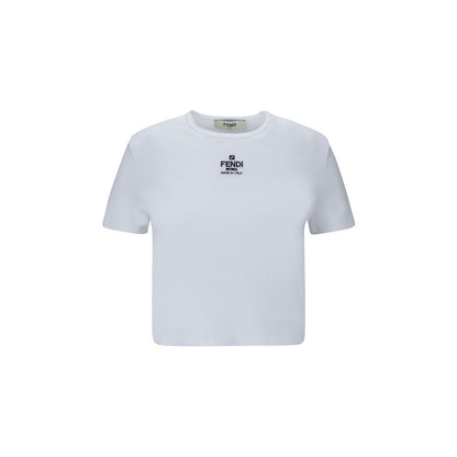 Fendi White Cotton T-Shirt with Monogram